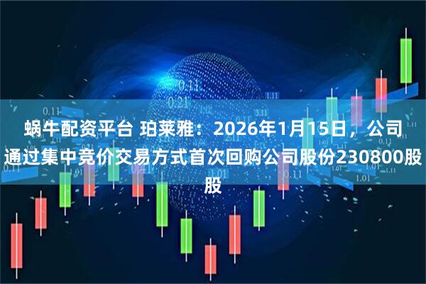 蜗牛配资平台 珀莱雅：2026年1月15日，公司通过集中竞价交易方式首次回购公司股份230800股